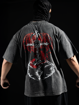 HellForged Wings Acid Wash Tee