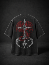 HellForged Wings Acid Wash Tee